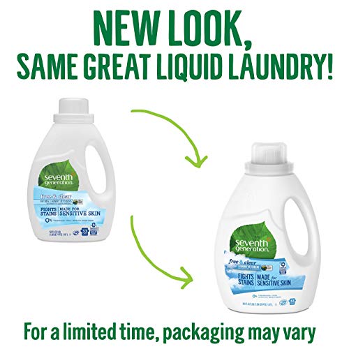 Seventh Generation Liquid Laundry Detergent Biodegradable Free & Clear Washing Detergent 50 oz