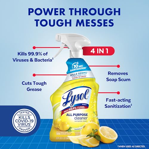 Lysol All Purpose Cleaner Spray, Multi-Purpose Disinfecting Spray & Bathroom Cleaner, Lemon Breeze + Island Breeze Scent, 32 Fl Oz (Pack of 3)