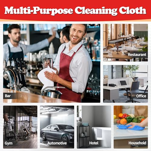 FIXSMITH Shop Towels, Microfiber Cleaning Cloth Bulk, 200 Pack Microfiber Towels for Cars, All-Purpose Absorbent Cleaning Rags, Dust Cloth for Automotive, Mechanic, Garage, Bar, 11.5 x 11.5 inch
