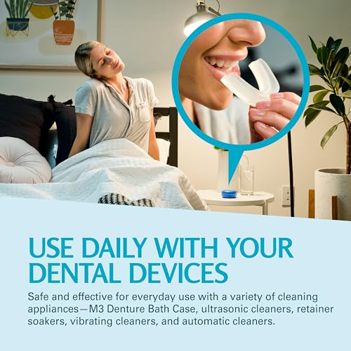 Retainer Cleanser Tablets Invisalign Cleaner, Removes Odors Discoloration Stains and Plaque 4 Month Supply Denture Cleansers Retainers Mouth Guards Denture Bath Mint by M3