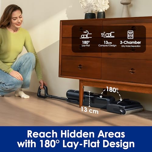 Tineco Floor ONE S7 Stretch Ultra Cordless Wet Dry Vacuum Cleaner, 180°Lay-Flat Anti-Tangle Design, 50 Minutes Runtime, 185℉ Flashdry Self-Cleaning, Dual-Sided Edge Cleaning Floor Cleaner