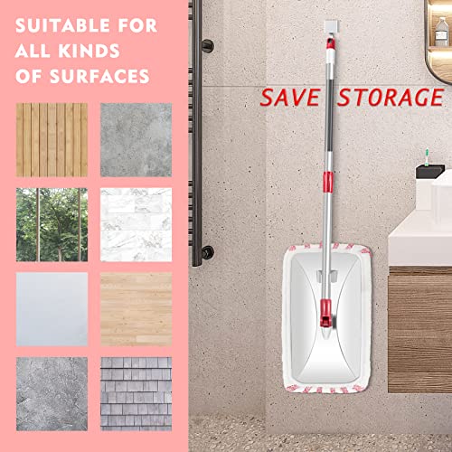 MASTERTOP Microfiber Mop, Extra Large Dust Mop with 5 Pads for Wet & Dry Use, 16'' Mops for Hardwood Laminate, Tile, Vinyl Floors,5 Microfiber Refills, 1 Cleaning Scraper