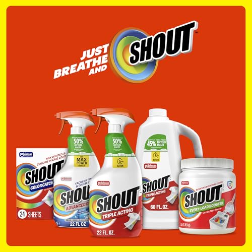 Shout Active Enzyme Laundry Stain Remover Spray, Triple-Acting Formula Clings, Penetrates, and Lifts 100+ Types of Everyday Stains - Prewash Spray 22oz
