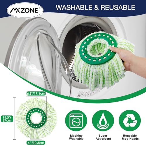 3 Pack Mop Head Replacement for Libman Tornado, Spin Mop Replacement Head ONLY Compatible with Libman, Easy to Replace, Machine Washable, Green and White (NOT for Old Version)