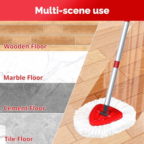 O-Cedar Spin Mop Head, Base, Handle Replacement for EasyWring 1 Tank System, 4 Microfiber Mop Refills, 1 Base and 30-58in Handle Set Combo, White