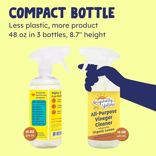 Originally Yellow Lemon Vinegar All Purpose Cleaning Spray | Distilled Cleaning Vinegar | Plant-Derived All Purpose Cleaner | Living Room, Bathroom, & Kitchen | 3 Pack
