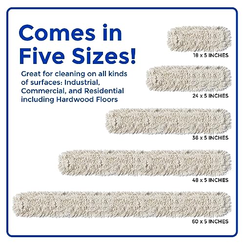 Nine Forty 24" Premium Cotton Dust Mop Kit - Heavy Duty Mop Head with Handle for Industrial, Commercial, and Residential Cleaning - Dry Floor Duster for Hardwood Surfaces - White