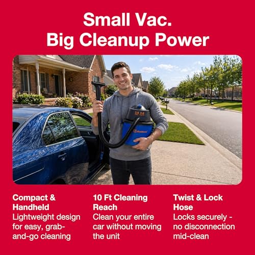 Koblenz Wet Dry Vacuum Cleaner, 2 Gallon 2.0 PHP, 60 CFM, 10 ft Reach, Twist-N-Lock Hose, Small Shop Vac, Portable Shop Vac for Home Car Garage Workshop, Accessories Included, Blue/Black, WD-2L