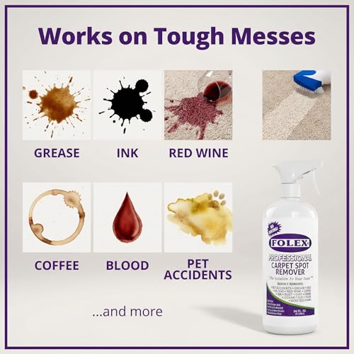 FOLEX - Professional Carpet Cleaner Spray 34 oz - Pet Stain Removal - Instant Stain Removal - No Rinsing Required - Safe for Pets - Works on All Fabrics