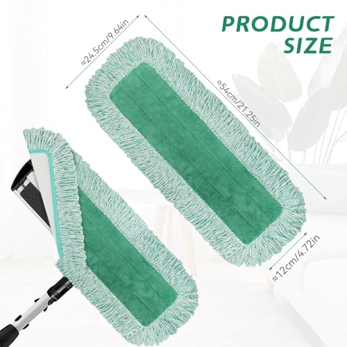 Commercial Products Dust Pad with Fringe for Rubbermaid 18” - 18 Inch Green Microfiber Dust Mop Refills Heavy-Duty Cleaning for Hardwood/Tile/Laminated Floors in Kitchen/Lobby/Office (6 Counts)