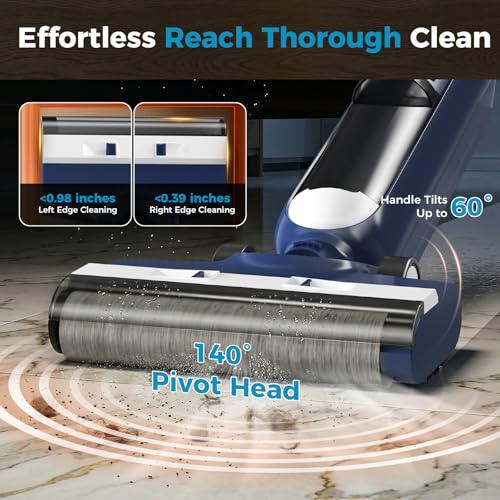 OLIXIS Wet Dry Vacuum Cleaner, Cordless All-in-One Vac Mops, Vacuum Mop with Self-Cleaning System, Dual Water Tank Design, Tangle-Free Brush, Dual-Edge Cleaning, 35-Min Runtime
