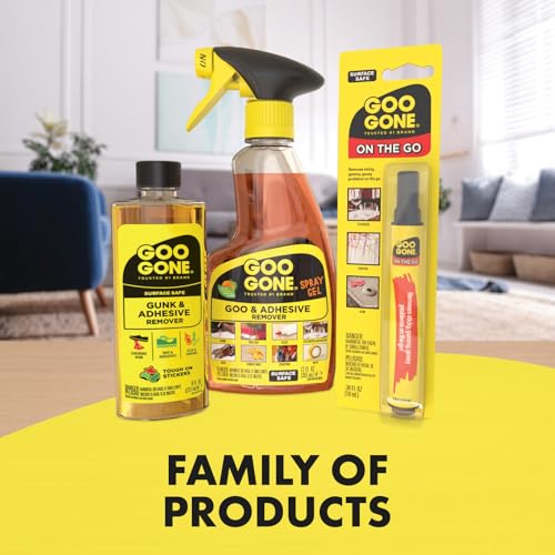 Goo Gone Gunk and Adhesive Remover - Safely and Easily Removes Stickers, Tape Residue, Decals, Grease, Chewing Gum, Crayons and Glue from Surfaces - Trusted Formula for Quick and Easy Removal