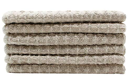 VeraSong Microfiber Kitchen Cleaning Cloth, 12inch X 12inch, 6 Pack, Khaki