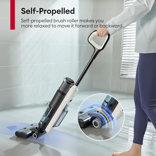 Ultenic Wet Dry Vacuum Cleaner, Cordless Vacuum Mop Combo with Self-Cleaning, 50min Runtime, Smart Mess Detection, Edge Cleaning, LED Display, 3-in-1 Floor Cleaner Machine for Hard Floor, Black＆White