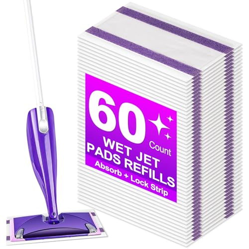 60Pack Mopping Pad Refill for swiffer Wetjet Mop Compatible with swiffer Wet Pads Refill Replacement for swiffer Wet Jet Pads Disposable Multi Surface Floor Mop Pads, Thickness & Absorbent