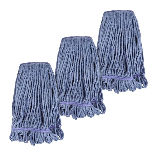 Commercial Heavy Duty Mop Heads Replacement for Rubbermaid: 3 Packs Industrial Wet Mop Head for Floor Cleaning - Commercial Products Looped End String Head Refills