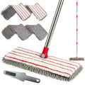 Microfiber Mops for Floor Cleaning, Flat Dust Mop with 4 Washable Pads, Dual-Sided Flip Mop for Wet & Dry Use, Extendable 62’’ Handle with Scraper, Floor Mops for Hardwood,Laminate,Vinyl,Kitchen,Tile