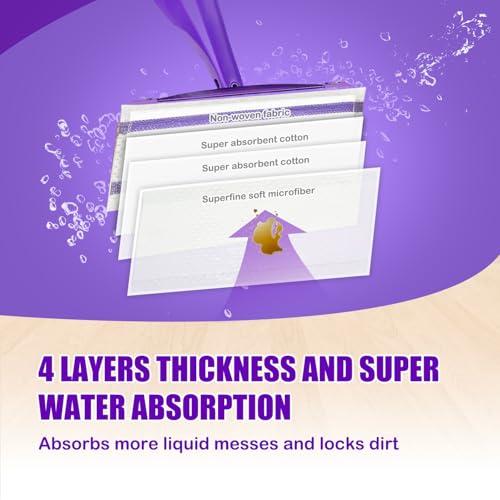 60 Pack WetJet Pads Refills for Swiffer Wet Jet Mop - Multi-Surface Floor Cleaning Mop Pads, Compatible with Swiffer Wet Pads Refill, 4 Layers Thickened & Durable | Heavy-Duty Absorbent