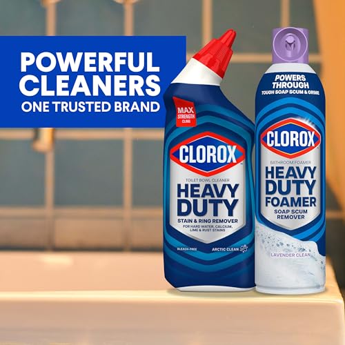 Clorox Toilet Bowl Cleaner Heavy-Duty Gel, Arctic Clean, Bleach-Free Stain Remover, Kills 99.9% of Germs, 24 oz, Pack of 12