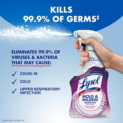 Lysol Mold & Mildew Remover Spray, Bathroom & Shower Cleaner, Disinfectant Spray, Stain Remover with Bleach, Tough on Black Mold, Multipurpose Cleaner for Home and Kitchen, 32oz