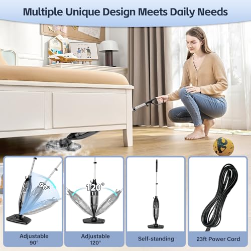 Steam Mop, 12-in-1 Powerful Handheld Steam Cleaner Detachable Steam Mops for Floor Cleaning, 565ML Removable Tank, 23FT Power Cable, MultiPurpose Steamer for Hardwood, Tile, Grout, Furniture