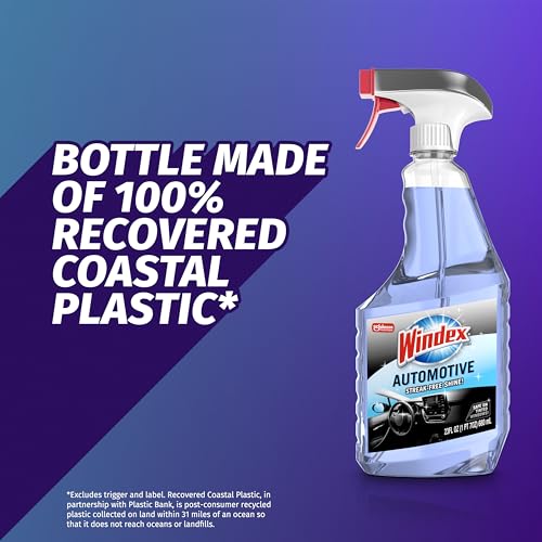 Windex Automotive Car Window and Glass Cleaner, Streak-Free Shine for Car Glass Exteriors, Tinted Windows, and Interior Electronics, 23 fl oz