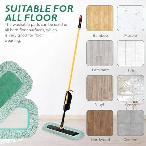Commercial Products Dust Pad with Fringe for Rubbermaid 18” - 18 Inch Green Microfiber Dust Mop Refills Heavy-Duty Cleaning for Hardwood/Tile/Laminated Floors in Kitchen/Lobby/Office (6 Counts)