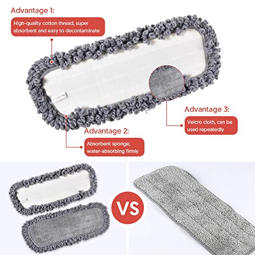 Microfibre Spray Floor Mops for Floor Cleaning, Domi-Patrol Cleaning Mops for Hardwood Laminate Tiles Floors, Dry Wet Mop Dust Mops with 3 Mop Heads Replacement Pads & 635 ML Bottle