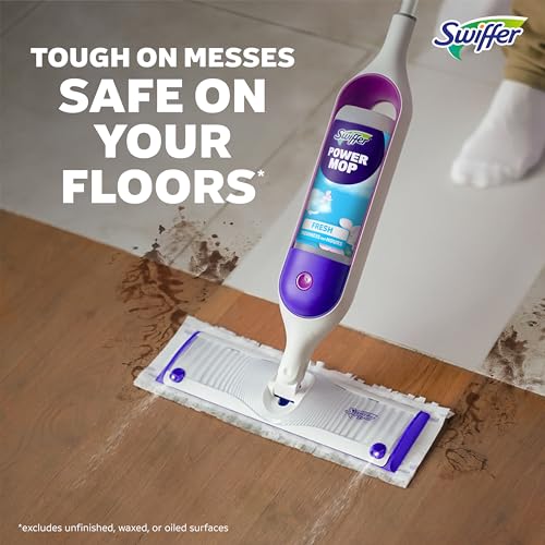 Swiffer PowerMop Multi-Surface Mopping Pad Refills for Floor Cleaning, 11 Count, White/Purple
