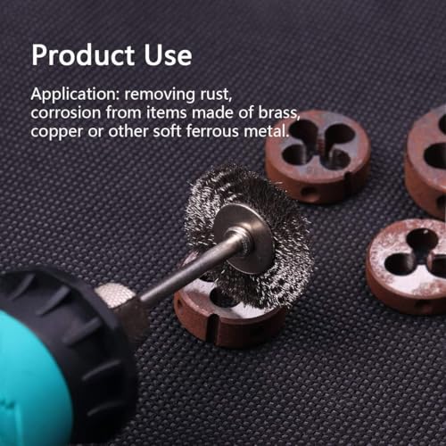 ATOPLEE Wire Wheel Brush Set,50pcs 1 Inch Mini Wire Wheel with 1/8 Inch Round Shank,Crimped Wire Brush Wheel for Rust Removal, Corrosion and Scrub Surfaces,for Drill Attachment