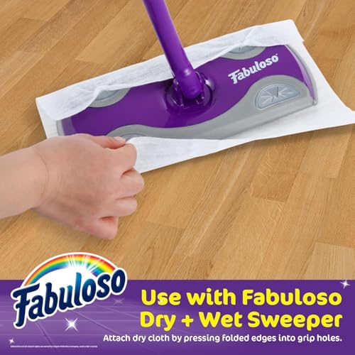 Fabuloso Dry Cloths Sweeping Pads, 16 Count, Disposable Dry Cloths for Use with Fabuloso Dry and Wet Sweeper, Traps and Locks Dirt, Dust, and Hair, 10.4 x 8 Inches Each - 2 Pack