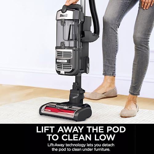 SHARK UV730 Navigator Lift-Away Upright Vacuum, PowerFins HairPro Self-Cleaning Brushroll, HEPA Filter with Anti-Allergen Technology, LED Headlights, Swivel Steering, Gray