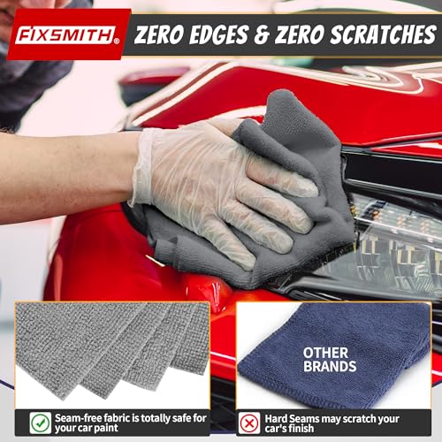 FIXSMITH Shop Towels, Pack of 200, Grey Microfiber Cleaning Cloth Bulk, Microfiber Towels for Cars, All-Purpose Absorbent Cleaning Rags, Dust Cloth for Automotive, Mechanic, Garage, 11.5 x 11.5 inch