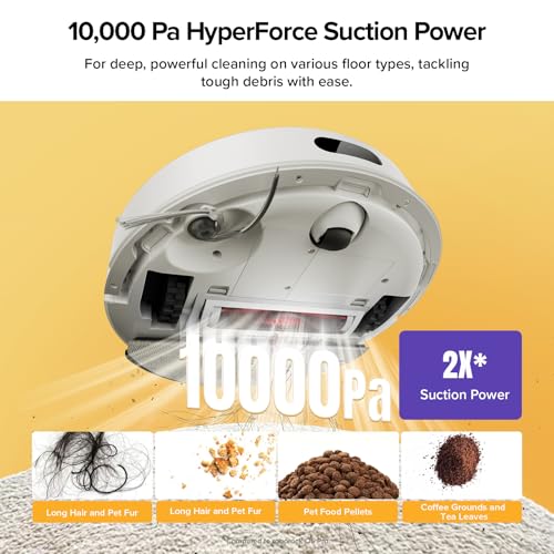 roborock Q7 M5+ Robot Vacuum and Mop, Upgraded from Q5 Max+, Up to 7-9 Weeks Self-Empty, 10000Pa Suction, Dual Anti-Tangle System for Pet Hair & Carpet, PreciSense LiDAR Navigation, App Control, White