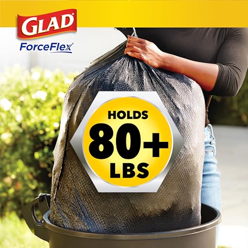 Glad Large 30 Gallon Trash Bags, Pine-Sol Heavy Duty Garbage Bags, Forceflex with Drawstring, 25 Count (Packaging May Vary)