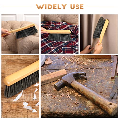 Patelai 2 Pieces Wooden Bench Brushes Fireplace Brush Natural Fiber Bench Soft Bristles Long Wood Handle Dust for Hearth Tidy Car Home Workshop Woodworking(Gray)