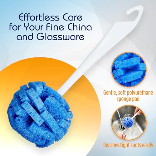 COMPAC HOME Dish Wand Kitchen Sponge | Effectively Clean China Dishes and Glassware | Unique Round Ball Shaped All-Around Cleaning Sponge | Gentle Flexible Brushes for Your Nice Dishes, 6 Count