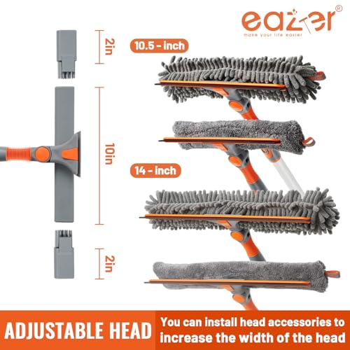 Eazer 65'' Squeegee Window Cleaner 2 in 1 Rotatable Window Cleaning Tool Kit with Telescopic Pole, Window Washing Equipment with Bendable Head for Indoor/Outdoor Window and Car Glass - EAW01 Pro