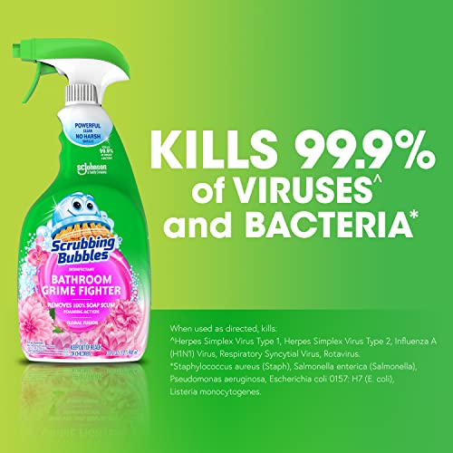 Scrubbing Bubbles Bathroom Grime Fighter, Floral Fusion Scent, 32 Fl Oz Spray Bottle, (Pack of 2)
