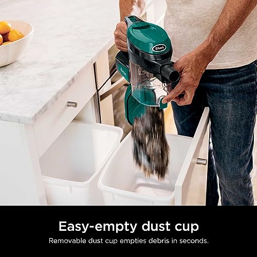 Shark CS110 Ultra Lightweight Corded Stick Vacuum with Easy Empty Cup, Fingertip Controls, Powerful Suction and Advanced Swivel Steering Over Hardwood Or Carpet (Emerald) (Renewed)