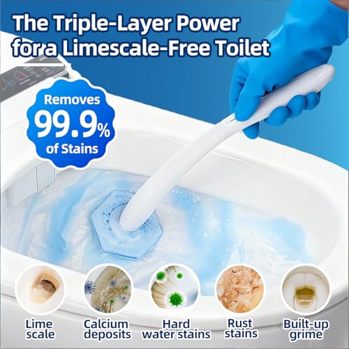60 Count Toilet Cleaner Refill Pads Compatible with Clorox ToiletWand, High-Density Disposable Toilet Brush Refills for Powerful Scrubbing
