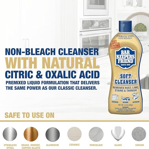 Home Essentials Box Bar Keeper Friend Soft Cleanser Liquid (2 x 26 Ounce) Multipurpose Cleaner & Rust Stain Remover for Stainless Steel, Porcelain, Ceramic, Tile & More