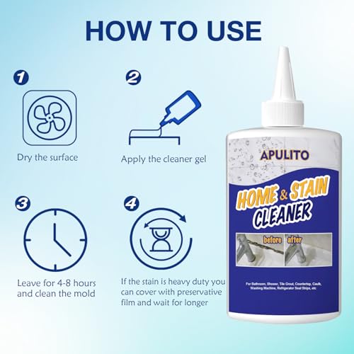APULITO Household Cleaner Gel for Bathroom Shower Kitchen Tile Grout, Sinks Countertops 10 Fl Oz (Pack of 1)