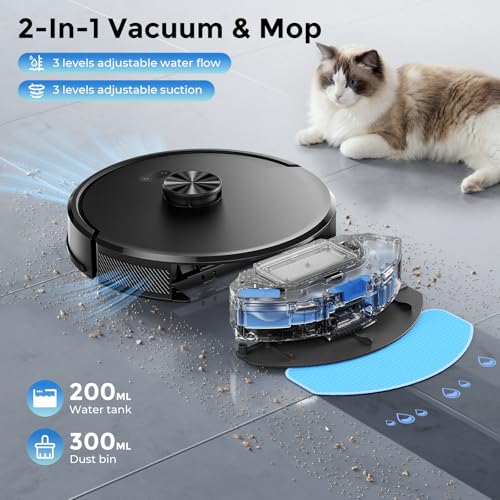 Kilgone Robot Vacuum and Mop Self-Emptying, 6000Pa No-Tangle Suction, LiDAR Multi-Floor Mapping, 90-Day Hands-Free, App, Alexa & Google Assistant for Pet Hair, Carpet & Hard Floor