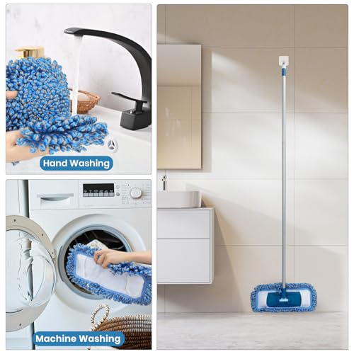MAVRIZ Dust Mop for Hardwood Floor Washable Wet and Dry Mop with 58" Long Handle, 360° Rotating Microfiber Mop for Wood, Laminate, Tile Floor