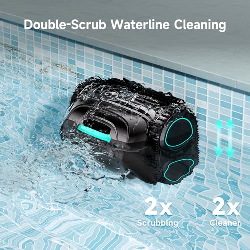 WYBOT C1 Cordless Robotic Pool Vacuum for Inground Pools, Above Ground Pool Cleaner 4-in-1 Wall & Waterline Cleaning Up to 1,621 sq.ft, 150mins Smart App Navigation, Black
