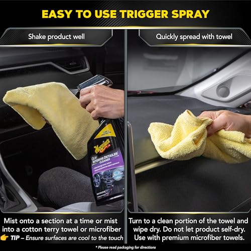 Meguiar's Quik Interior Detailer Cleaner, Quick Detailer Spray Cleans And Refresh Car Interiors, Use On Plastics, Leather & Rubber, Dashboards, Trim In Cars, Trucks & Suvs - 24 Oz Spray Bottle