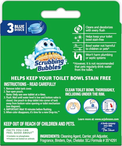 Scrubbing Bubbles Continuous Clean Drop-Ins, Blue Discs, 3 ct, 4.23 oz. - 2 Pack