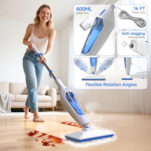 SENMO Steam Mop, 14-in-1 Detachable Steam Cleaner for Home and Floor, 1300W 228°F Deep Cleaning MultiPurpose Steamer with 14 Attachments for Floor, Tile, Grout, Furniture, Carpet, Wall (Blue)