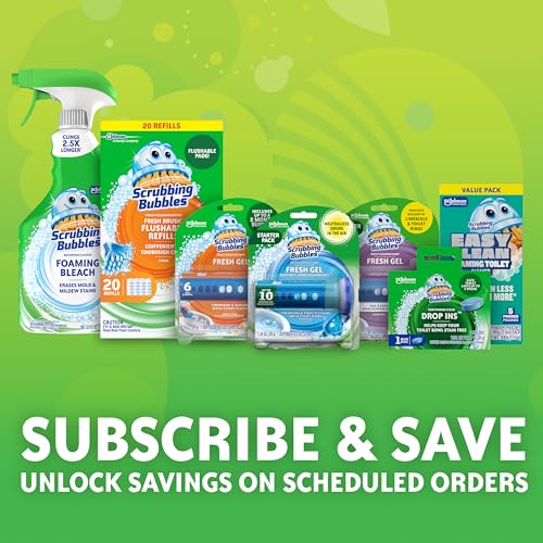 Scrubbing Bubbles Toilet Bowl Wand Cleaner Refills, Fresh Brush Heavy Duty Cleaner Toilet Refill Pads, Removes Limescale & Odors, Citrus Scent, 8 Count (Pack of 1)